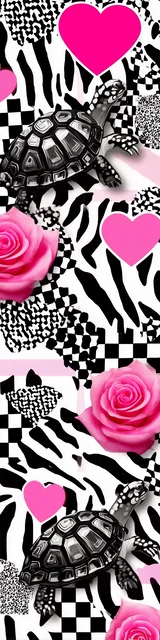 Free turtle bookmark featuring zebra stripes and turtles